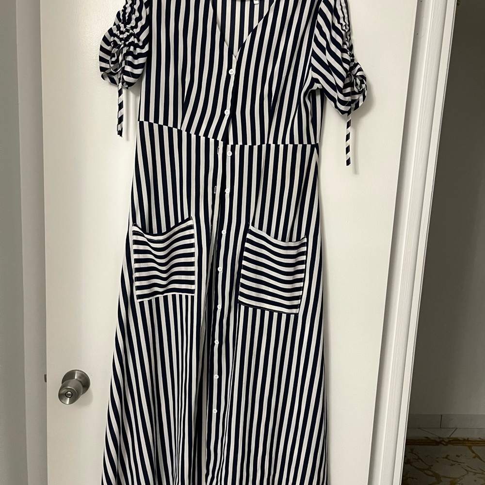 Navy and White Striped Dress